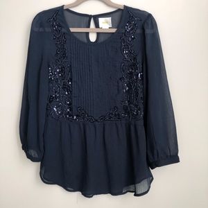 Anthropology Maeve Sequins Blouse